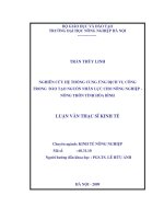 nghiên cứu hệ thống cung ứng dịch vụ công trong đào tạo nguồn nhân lực cho nông nghiệp  nông thôn tỉnh hòa bình
