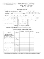 PHIẾU ĐÁNH GIÁ XẾP LOẠI GIÁO VIÊN TIỂU HỌC