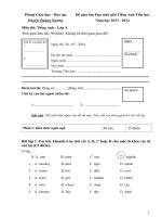 Đề giao lưu Học sinh giỏi Tiếng Anh lớp 4 huyện Quảng Xương năm 2014