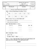 ĐỀ KT GIỮA HKII MÔN TOÁN LỚP 1