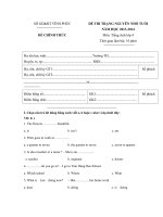 Đề thi trạng nguyên nhỏ tuổi môn Tiếng Anh lớp 4 tỉnh Vĩnh Phúc năm 2013-2014