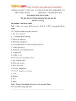 Đề thi chọn học sinh giỏi môn Tiếng Anh lớp 9 huyện Bảo Thắng năm học 2014 - 2015