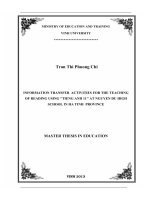 Information transfer activities for the teaching of reading using Tieng Anh 11 at Nguyen Du high school in Ha Tinh province