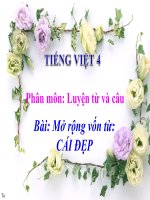 Bài giảng tiếng việt 4 tuần 23 bài luyện từ và câu   mở rộng vốn từ   cái đẹp 