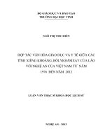 Hợp tác văn hóa, giáo dục và y tế giữa các tỉnh Xiêng Khoảng, Bôlykhămxay của Lào với Nghệ An của Việt Nam từ năm 1976 đến năm 2012