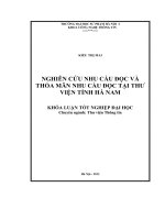 Nghiên cứu nhu cầu đọc và thỏa mãn nhu cầu đọc tại thư viện tỉnh hà nam 