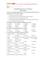 Bài Kiểm tra số 1 môn tiếng Anh lớp 9