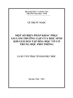 Một số biện pháp khắc phục sai lầm thường gặp của học sinh khi giải bài tập hóa học vô cơ trung học phổ thông