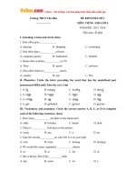 Đề kiểm tra số 2 môn tiếng Anh lớp 6 trường THCS Tân Dân năm học 2015 - 2016