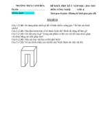 Đề thi học kỳ 1 môn Công nghệ lớp 8 trường THCS Cảnh Hóa năm 2014 - 2015