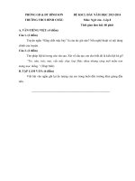 Đề thi khảo sát chất lượng đầu năm lớp 8 môn Ngữ văn năm 2013 - 2014 trường THCS Bình Châu, Quảng Ngãi