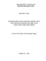 Góp phần rèn luyện cho học sinh kỹ năng tìm tòi lời giải trong dạy học toán ở bậc Trung Học Phổ Thông