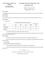 Đề thi học sinh giỏi thành phố Hà Nội môn Địa lý lớp 9 năm 2014 - 2015