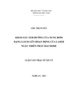 Khảo sát ảnh hưởng của xung bơm dạng Gauss lên hoạt động của laser ngẫu nhiên phát hai mode