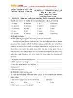 Đề thi KSCL đầu năm môn tiếng Anh lớp 8 trường THCS Lý Tự Trọng, TP. Hòa Bình năm học 2015 - 2016