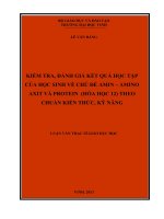 Kiểm tra, đánh giá kết quả học tập của học sinh về chủ đề Amin Amino Axit và Protein( Hóa học 12) theo chuẩn kiến thức, kỷ năng