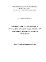 Appying task  based approach in teaching skill to the 10th graders at some high schools in Ha Tinh