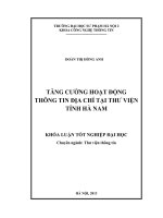 Tăng cường hoạt động thông tin địa chí tại thư viện tỉnh hà nam 