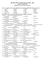 ĐỀ THI THỬ TN THPT 2010   2011+ ĐÁP Án