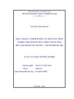 thực trạng và định hướng sử dụng đất nông nghiệp theo hướng phát triển trang trại đến năm 2020 huyện mỹ đức  thành phố hà nội
