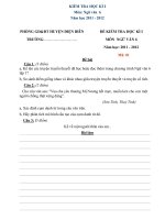 Đề kiểm tra học kì I môn Ngữ văn lớp 6 huyện Điện Biên năm 2011 - 2012