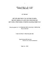 Giữ gìn, phát huy các giá trị văn hóa truyền thống của dân tộc thái ở huyện Quỳ Châu, tỉnh Nghệ An trong giai đoạn hiện nay