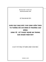 Giáo dục đạo đức cho sinh viên theo tư tưởng Hồ Chí Minh ở trường Cao đẳng kinh tế  Kỹ thuật Nghệ An trong giai đoạn hiện nay