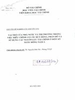 Vai trò của nhà nước và thị trường trong việc điều chỉnh cơ cấu huy động phân bô và sử dụng các nguồn lực tài chính ở một số nước đông nam á