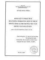 Khảo sát và phân tích hoạt động marketing một số thuốc kháng sinh tại thị trường việt nam trong vài năm gần đây