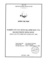 Nghiên cứu tác dụng hạ lipid máu của hai bài thuốc đông dược