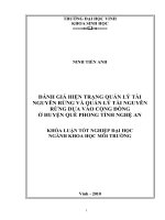 Đánh giá hiện trạng quản lý tài nguyên rừng và quản lý tài nguyên rừng dựa vào cộng đồng ở huyện quế phong tỉnh nghệ an