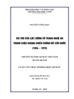Vai trò của lực lượng vũ trang Nghệ An trong cuộc kháng chiến chống Mỹ cứu nước