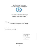 Ứng dụng phụ phẩm nông nghiệp và qui trình sản xuất ethanol từ phụ phẩm