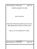 NHẬN xét TÌNH TRẠNG rối LOẠN KALI máu TRÊN BỆNH NHÂN VIÊM cầu THẬN LUPUS  