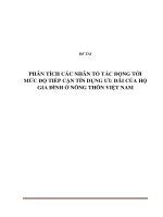 Phân tích các nhân tố tác động tới mức độ tiếp cận tín dụng ưu đãi của hộ gia đình ở nông thôn Việt Nam