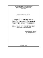 Tổ chức và khai thác nguồn tài nguyên số tại thư viện tỉnh vĩnh phúc 