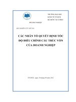 Các nhân tố quyết định tốc độ điều chỉnh cấu trúc vốn của doanh nghiệp 