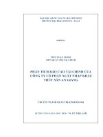 Phân tích báo cáo tài chính của công ty cổ phần xuất nhập khẩu thủy sản an giang ( bài 2013) 