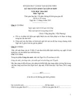 Đề thi tuyển sinh vào lớp 10 môn Ngữ văn năm học 2015-2016 Sở GD-ĐT Quảng Ninh