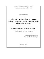Vấn đề quản lý hoạt động thông tin thư viện tại thư viện tỉnh bắc giang 