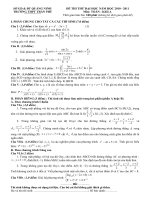 Đề và đáp án thi thử ĐH(khối A + B)  THPT Trần Phú   MC