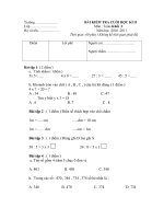 Đề kiểm tra môn Toán lớp 2
