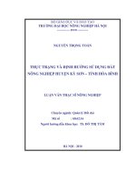 thực trạng và định hướng sử dụng đất nông nghiệp huyện kỳ sơn – tỉnh hòa bình