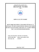 Hoàn thiện công tác chấm điểm tín dụng và xếp hạng tín dụng khách hàng nhằm giảm thiểu rủi ro tại ngân hàng TMCP đầu tư và phát triển việt nam chi nhánh khánh hòa