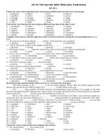 5 đề thi thử Đại học  Môn Anh và đáp án