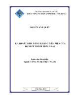 khảo sát khả năng kháng nấm men của dịch ép trích trái nhàu