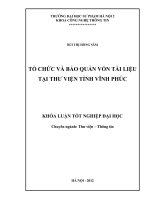 Tổ chức và bảo quản vốn tài liệu tại thư viện tỉnh vĩnh phúc 