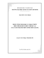 Đề tài phân tích thái độ và nhận thức đối với hành vi hút thuốc lá của nam thanh niên tỉnh tiền giang 