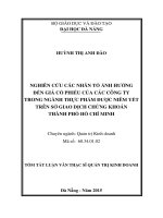 Nghiên cứu các nhân tố ảnh hưởng đến giá cổ phiếu của các công ty trong ngành thực phẩm dược niêm yết trên sở giao dịch chứng khoán thành phố hồ chí minh 