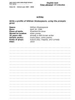 Mẫu bài kiểm tra T.A